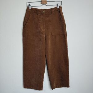 Cotton On Women Size 6 Camel Wide Leg Corduroy Cropped Pants High Rise Career